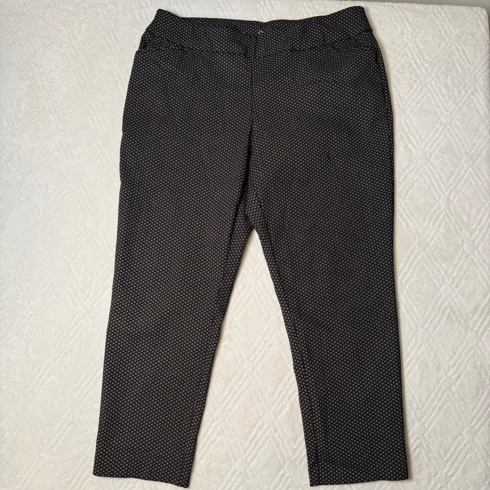 Classic Workwear Croft & Barrow Effortless Stretch Pants 16W Black Micro Print